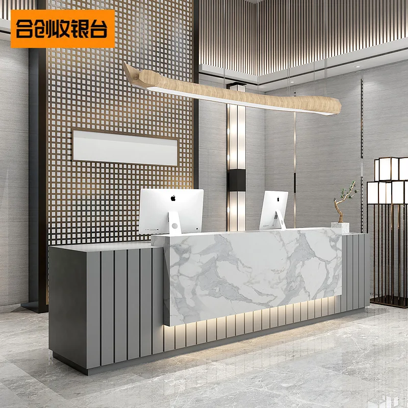 Imitation marble company sales department reception desk optical shop checkout page beauty salon bar table