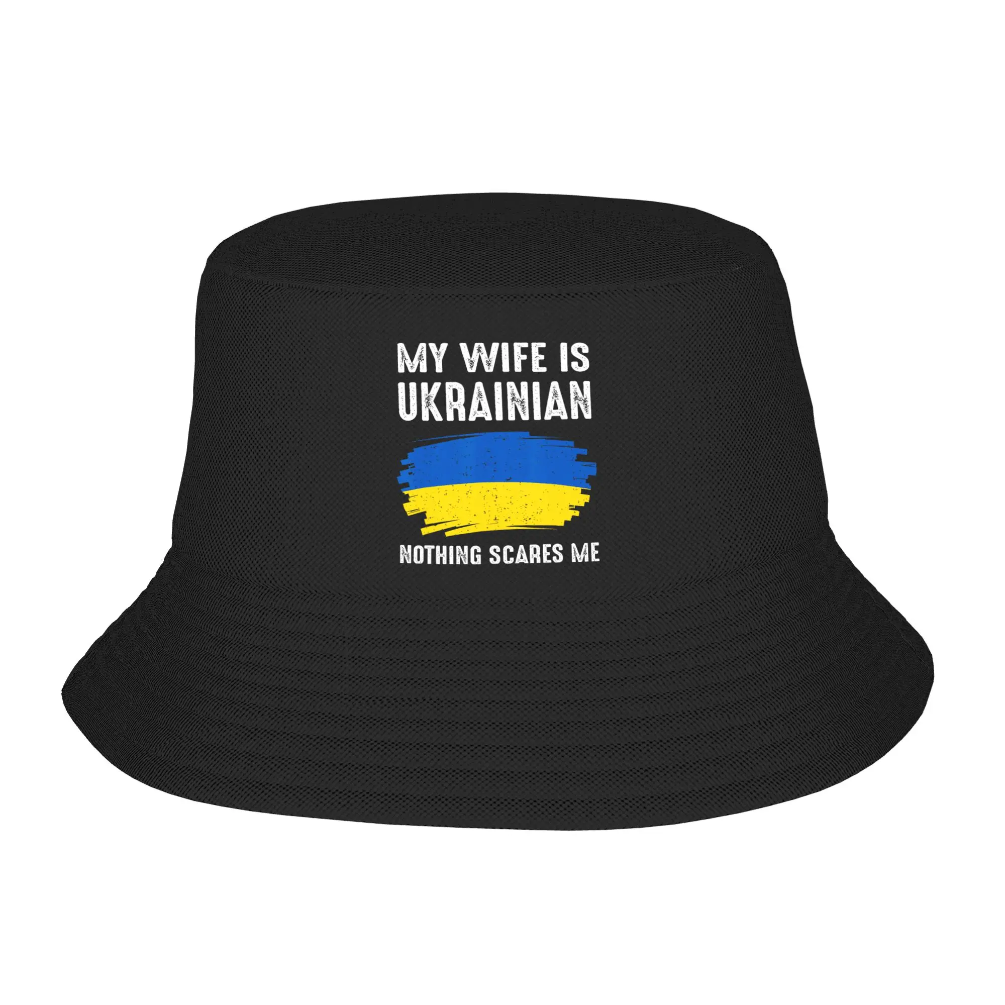 My Wife Is Ukrainian Bucket Hat Ukraine Hip Hop Fisherman Caps For Unisex Funny Beach Travel Sun Hats Foldable Custom Cap