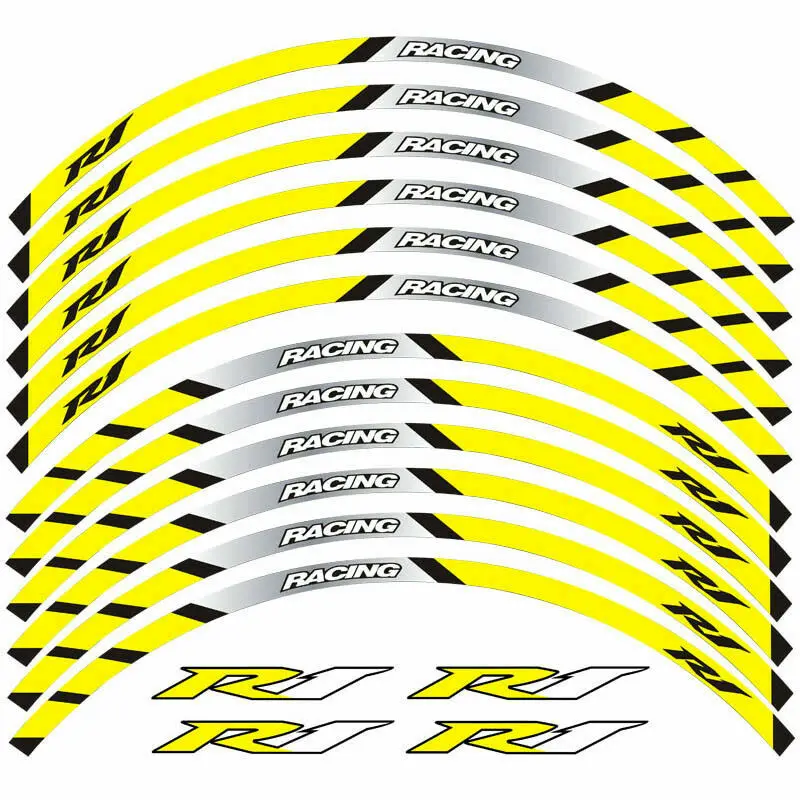 야마하 YZF-R1 YZF R1 17인치 림 스트라이프 휠 데칼 테이프 스티커 키트용 오토바이 스티커 데칼