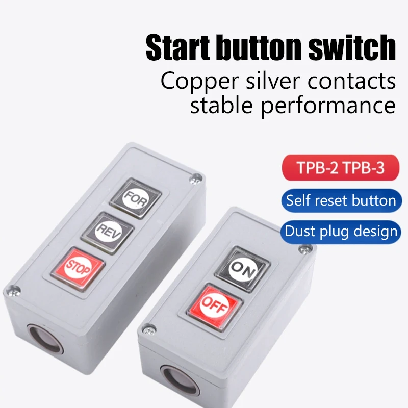 

TPB-2/3 Start Stop Button Switch Box Switch Control Motor Button Box 2-position TPB-2/3