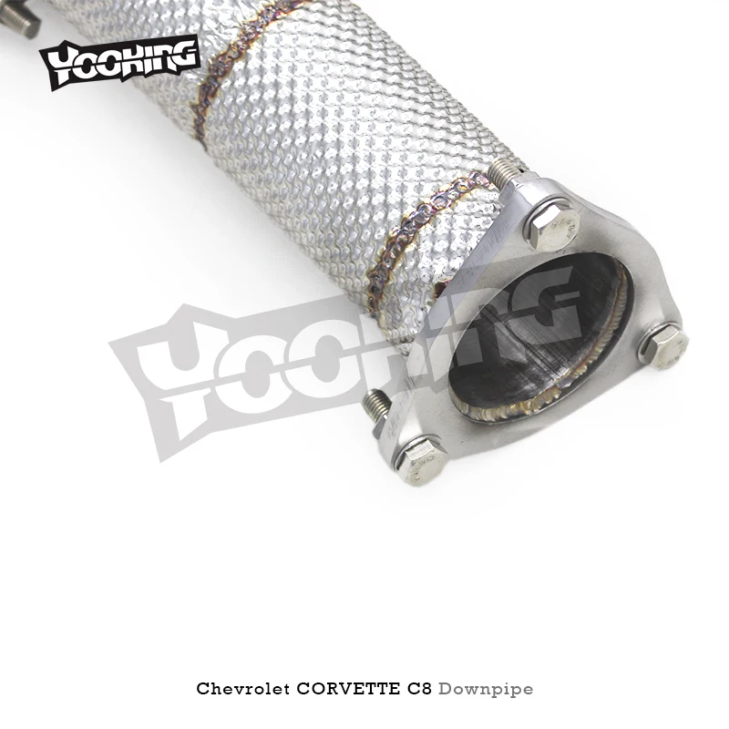 Tubo de escape reto oem para chevrolet corvette c8 2019-2023 tubo de escape de aço inoxidável com escudo térmico tubo de escape de corrida