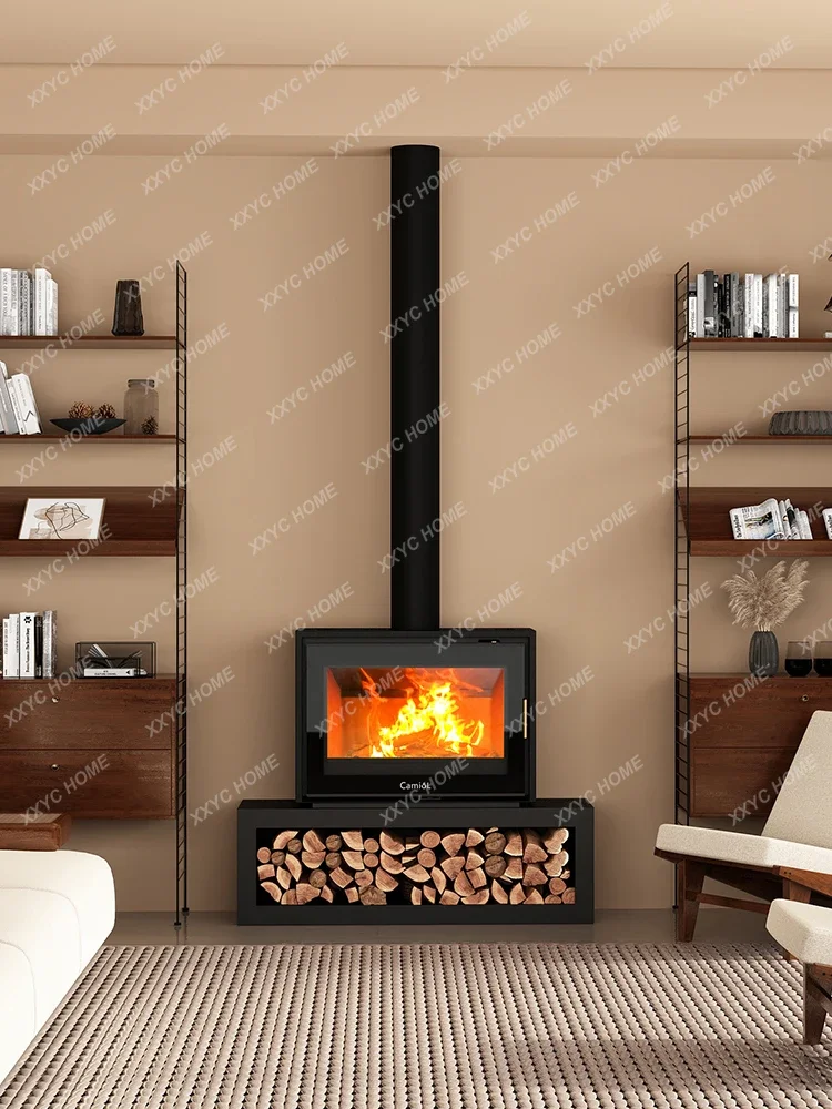 

Fireplace Real Fire Household Wood Burning Heater Steel Plate Embedded Firewood Burning Decoration