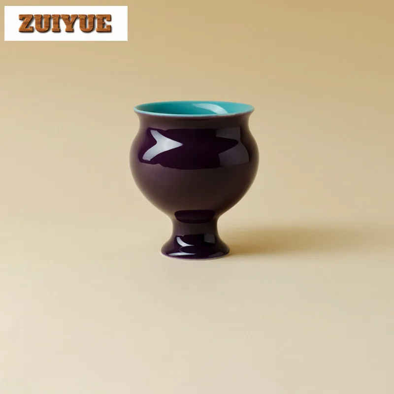 

2 шт./лот, виноградная фиолетовая чайная чашка с высокой ножкой, традиционная чайная чаша, одиночные чашки, чашка для дегустации чая, чашка для медитации, чашки Chazhan Master Craft 90 мл