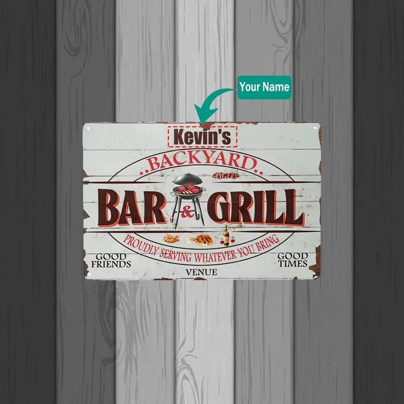 Personalisiertes BBQ-Grill Aluminiumschild Individuelles Outdoor-Party-Dekor Geschenk für Papa