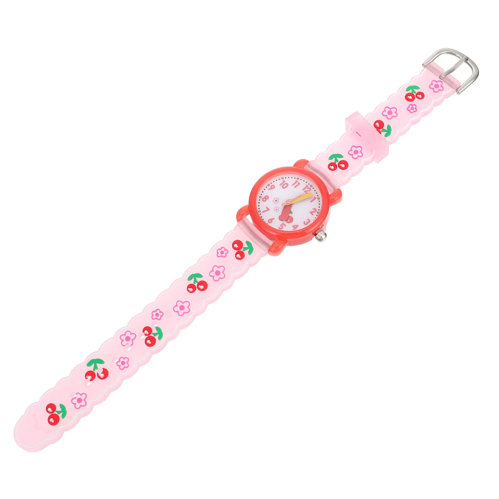 1Pcs Silicone Watch Cartoon Cherry Flower Pattern Bright Color Waterproof Quartz Watch for Students Birthday
