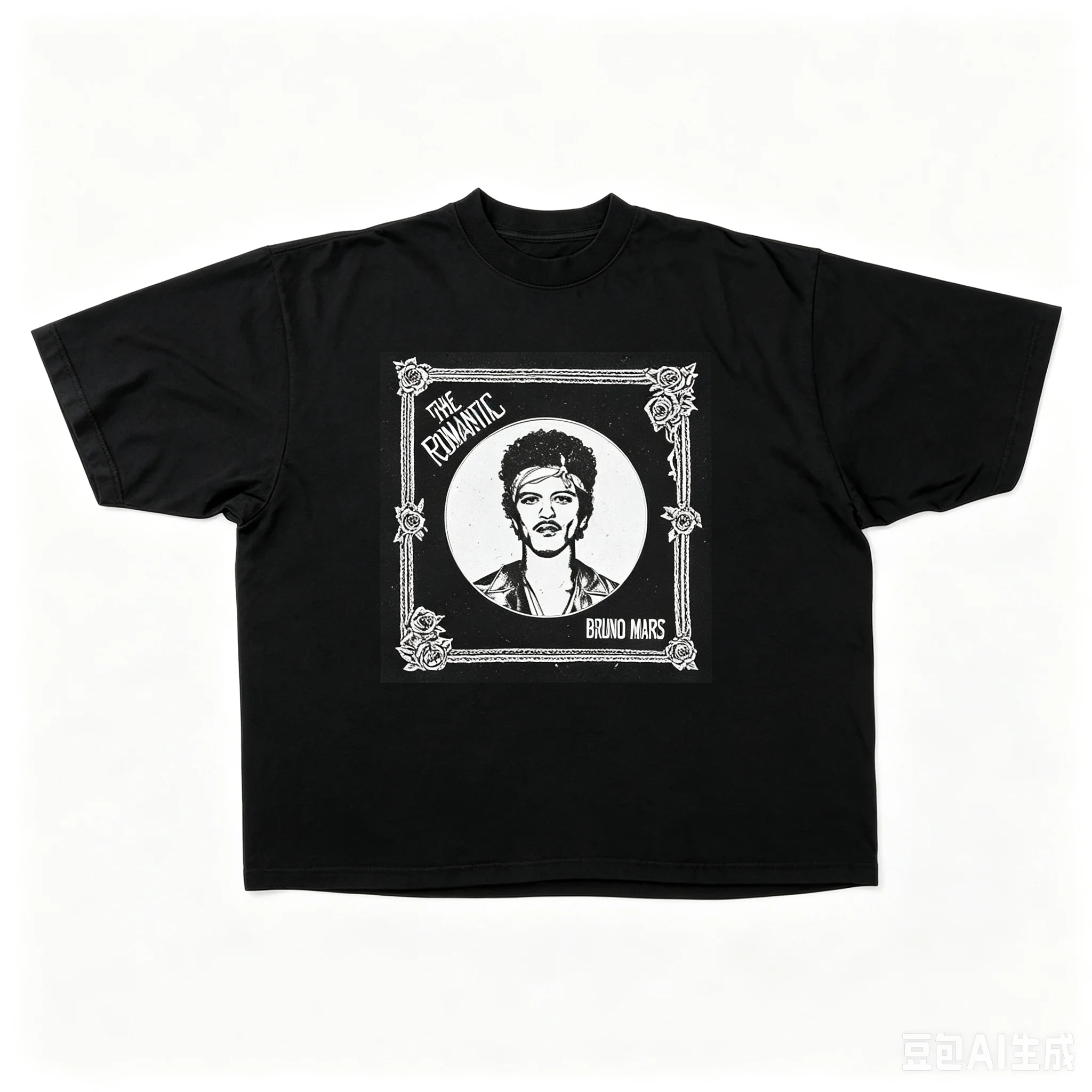 2026 Bruno Mars World Tour T-Shirt The Romantic Retro Sketch Rose Border Graphic Oversized Vintage Music Tee for Men Women