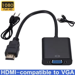 1080P HDMI To VGA Converter HDMI Cable with 3.5 Jack Audio Power Supply Male To Female Adapter For PS4 HDTV Box xbox TV Laptops