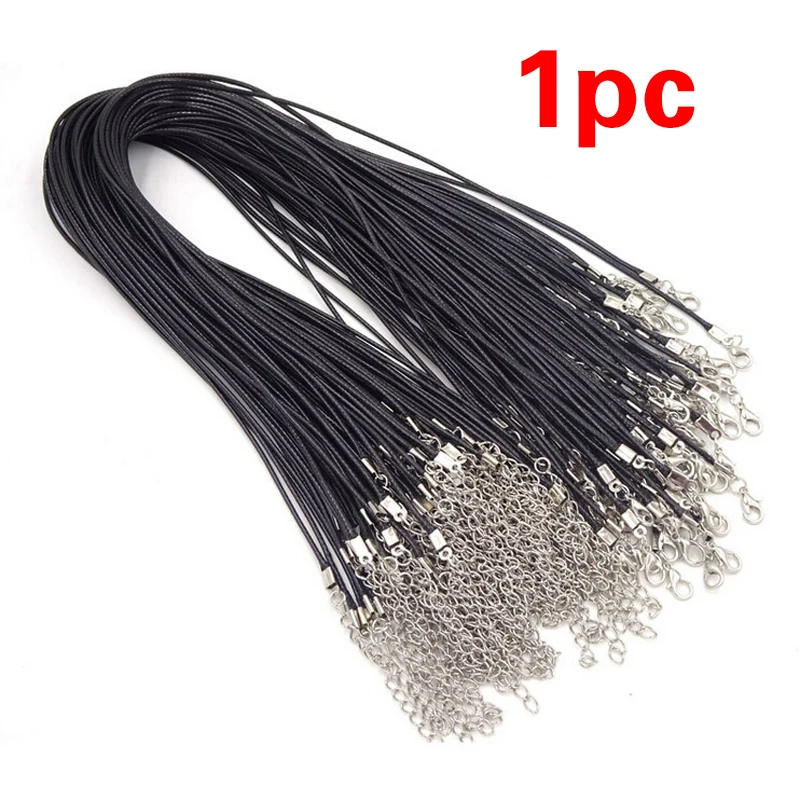 1/5/10/20/50Pcs Waxed Cord Leather Rope Necklace Rope DIY Handmade Lobster Clasp String Cord Chains Jewelry Making Supplies