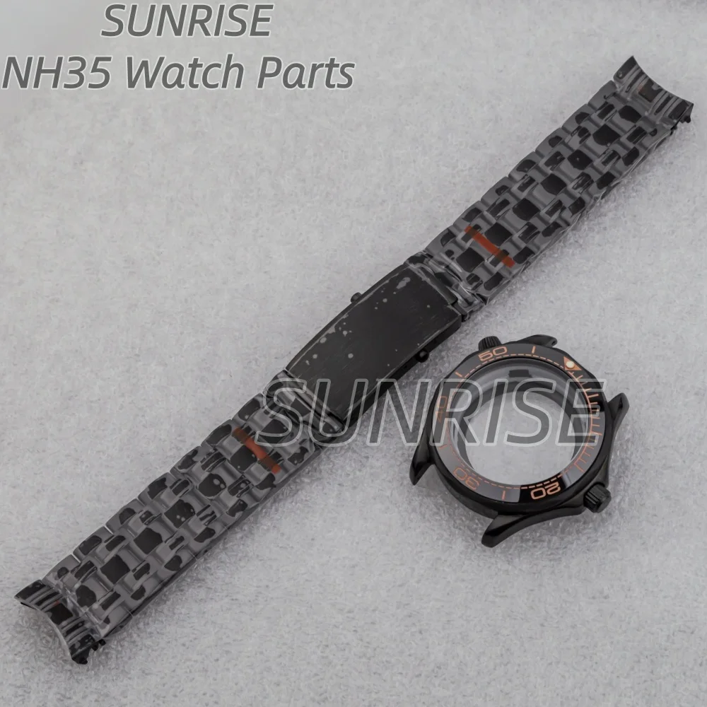 عالية الجودة 41 مللي متر وعاء من الستانليس ستيل الأسود ساعة حزام مقاومة للماء ل Nh35 Nh36 الحركة التلقائية الهاتفي ساماستر 300 #2