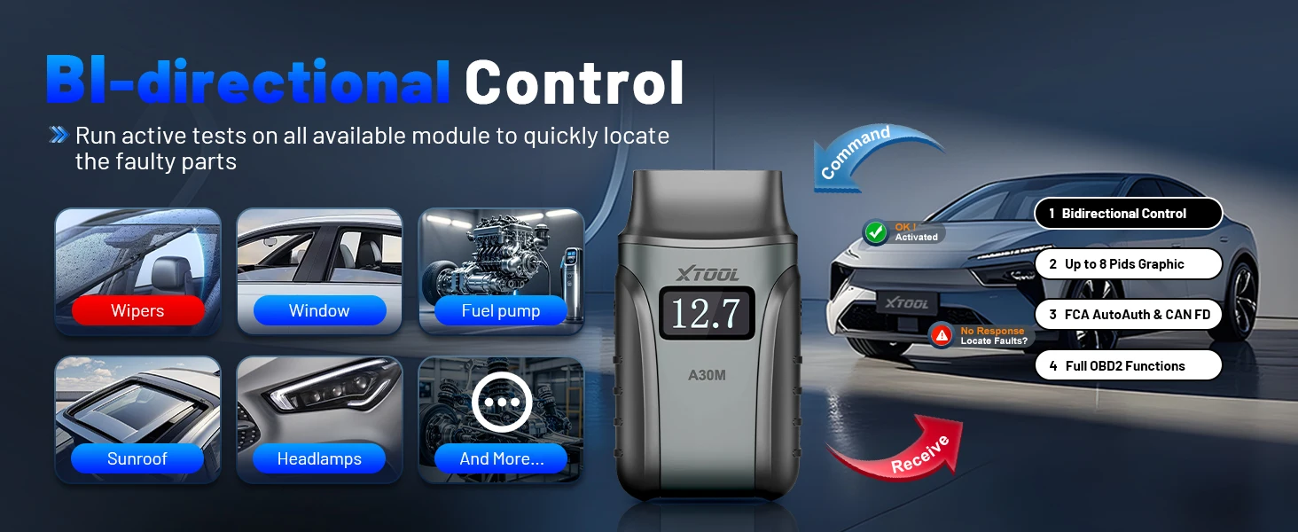 XTOOL A30M V2.0 Bluetooth Mini OBD2-Scanner mit Android-/iOS-App, lebenslange kostenlose Updates, CANFD, FCA Autoauth, 26+ Reset-Funktionen, A30 M, kabelloser Codeleser, bidirektionales Scan-Tool, keine Abonnementgebühren – Detail 4