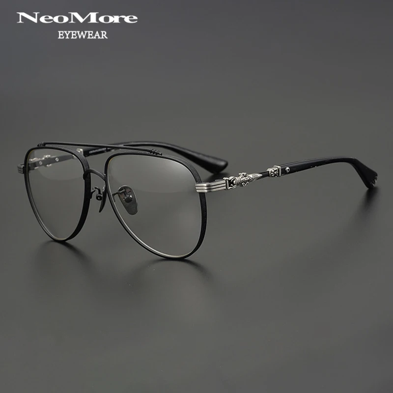 

Luxury Brand Premium Titanium Glasses Pilot Optical Prescription Eyewear Dimensional Carving Men's Progressive Glasses Frame