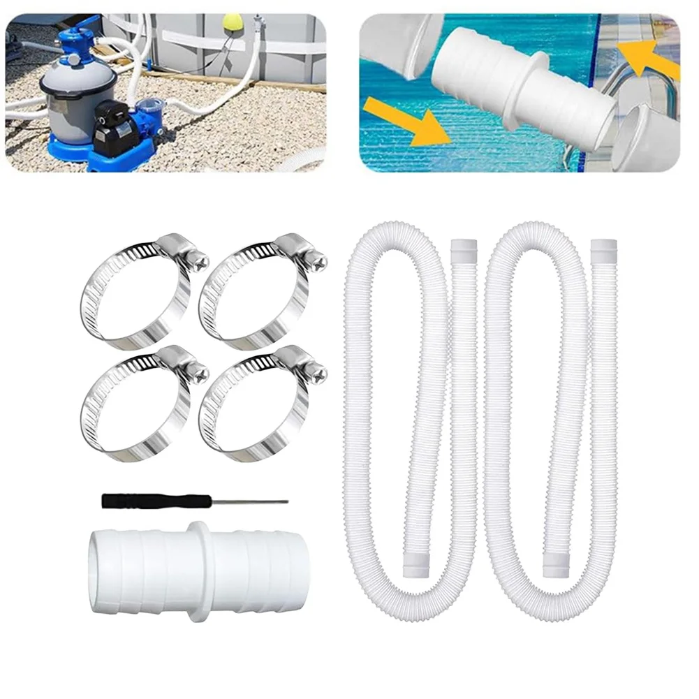 White 32mm PE Pool Hose 1M 1.5M Free For Swimming Pool And Garden Irrigation System With Stainless Steel Clips