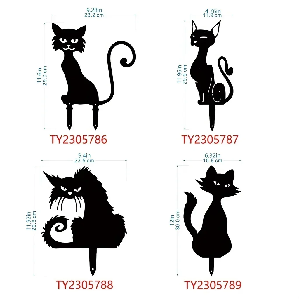 Tiki - Inspired Black Cat Metal Garden Stakes for Home - & - Garden as Charming Silhouette Animal Stakes for Your Garden Decor