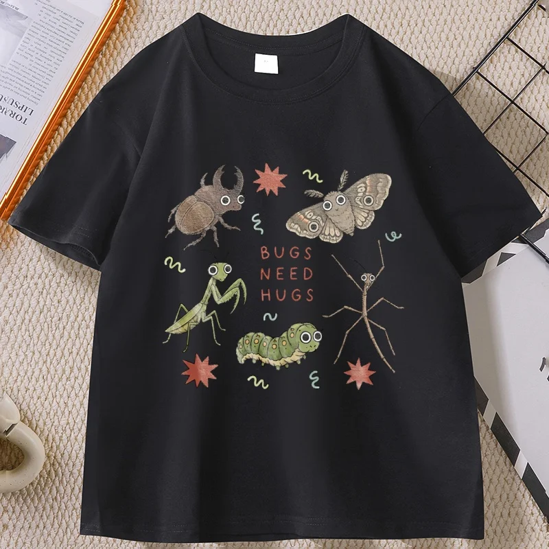 Cute Insect Friends Graphic Tee Men Women Bugs Need Hugs Science Teacher T-Shirt Men's Short-sleeve Round Neck Printed Tees