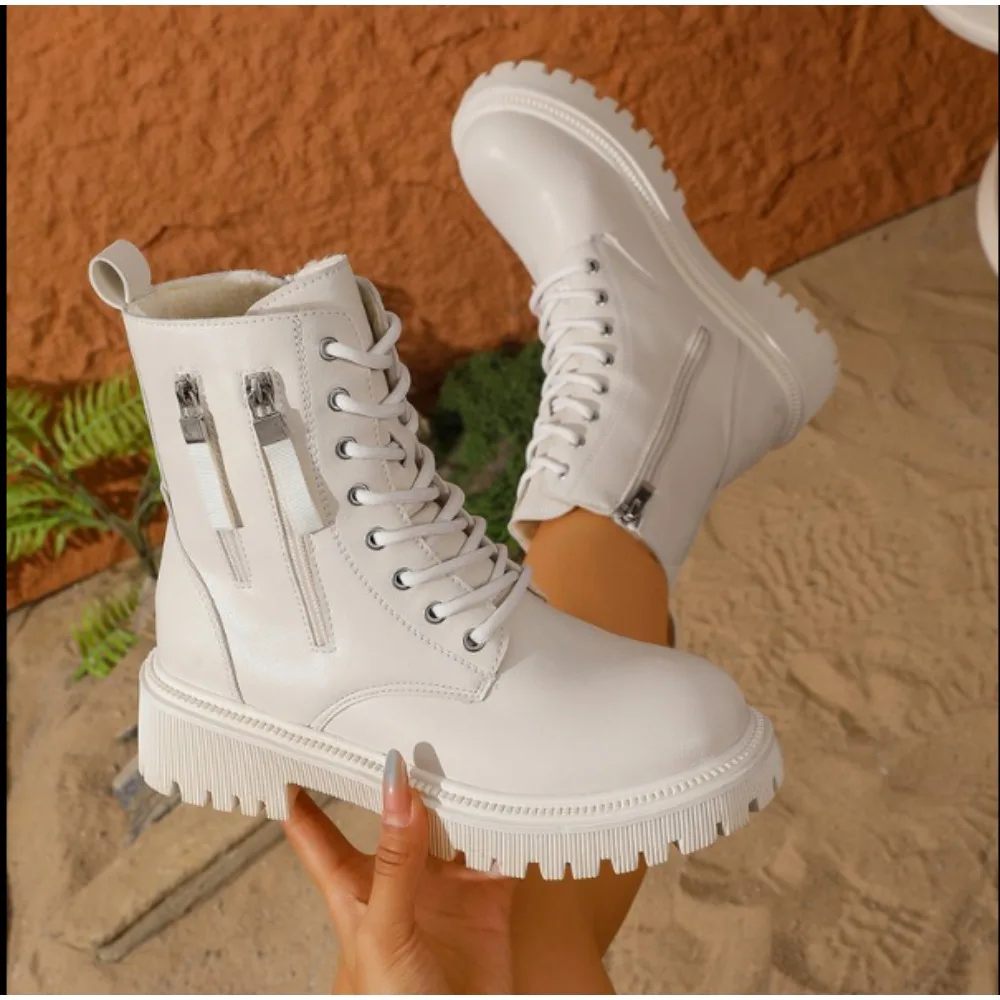 

Winter Hot Selling Round Toe Thick Soled Velvet Horse Boots Fashionable Style Comfortable Elegant Casual Mid Leg Women's Boots