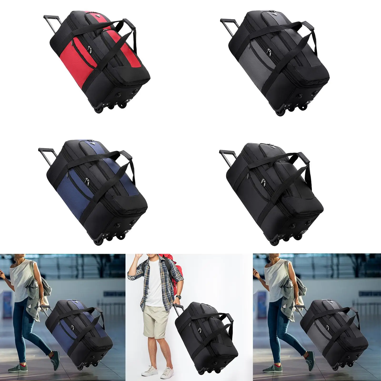 Wheeled Duffel Bag Carrier Portable Multipurpose Suitcase Spinner Wheel Luggage Bag for Sports Men Business Trip Travel Picnic