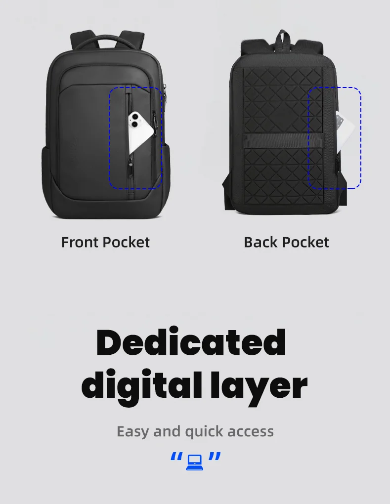 HK Neuer Design-Reiserucksack für Herren, großer Business-Rucksack für Arbeit, Pendeln, wasserdichte Oxford-Rucksäcke, 17-Zoll-Laptoptaschen mit USB – Detail 6