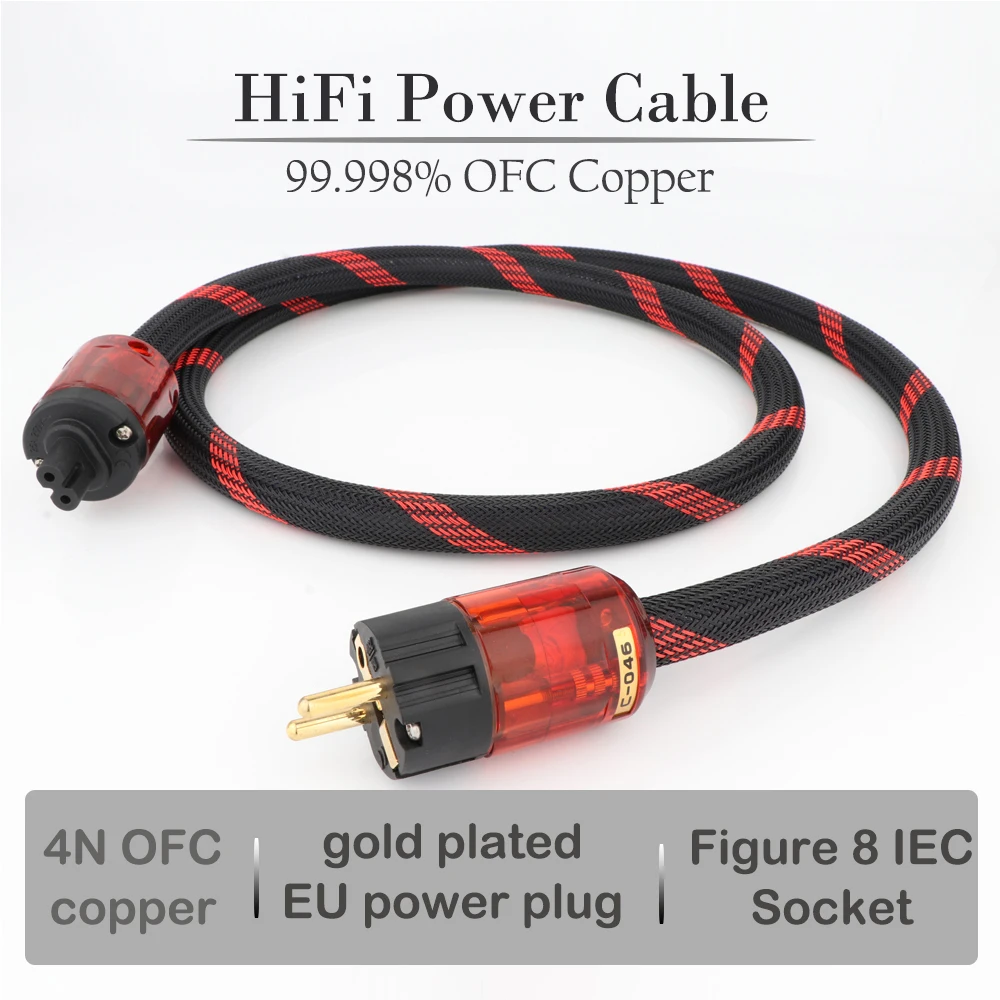 

D503 Preffair OFC Copper Hifi Power Cable With P046 EU Power Plug&Figure 8 IEC Female Audiophile Socket