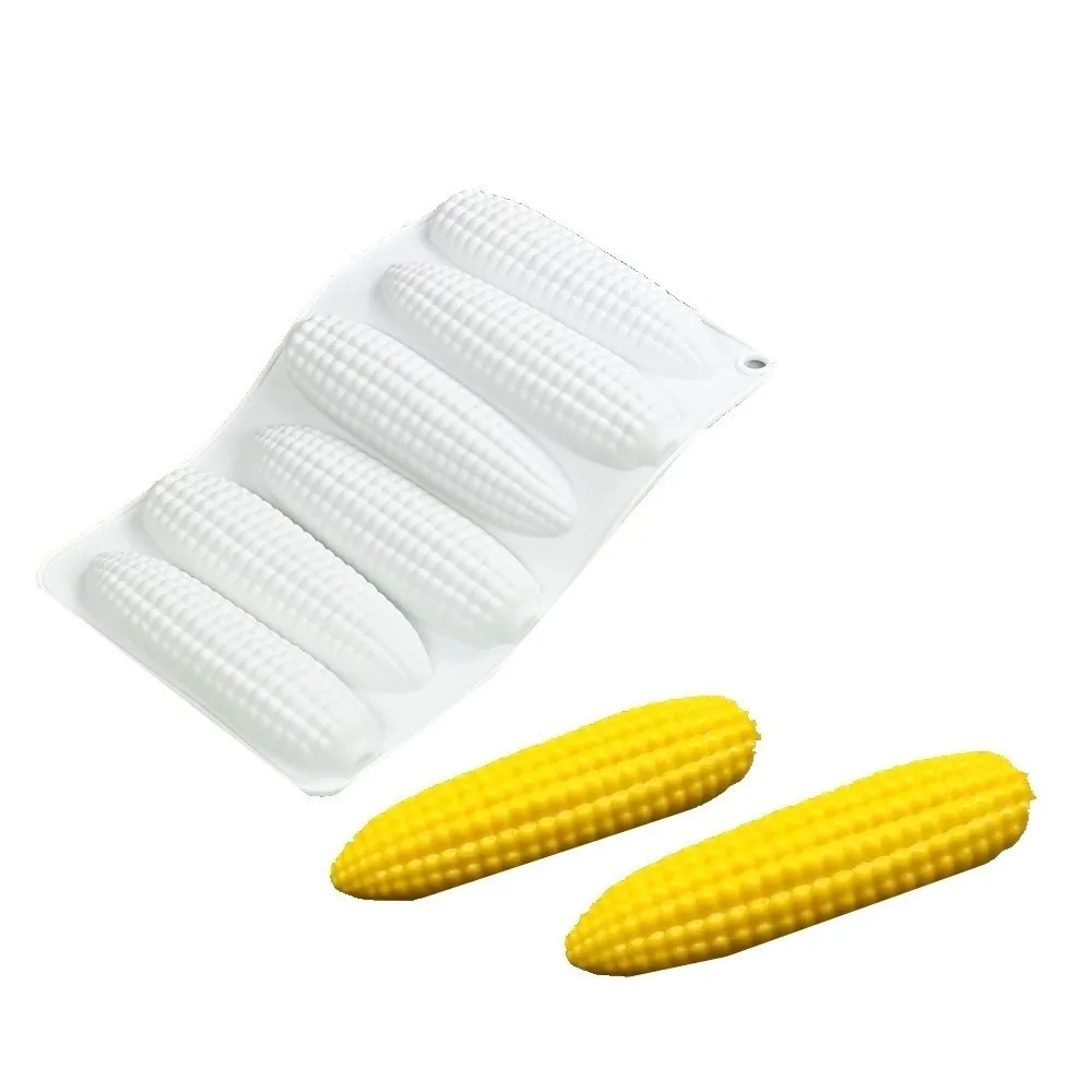 6-Cell Corn Silicone Molds 3D Simulated Design Food Grade Silicone Corn Cake Molds Heat Resistant Reusable Mousse Cake Mould