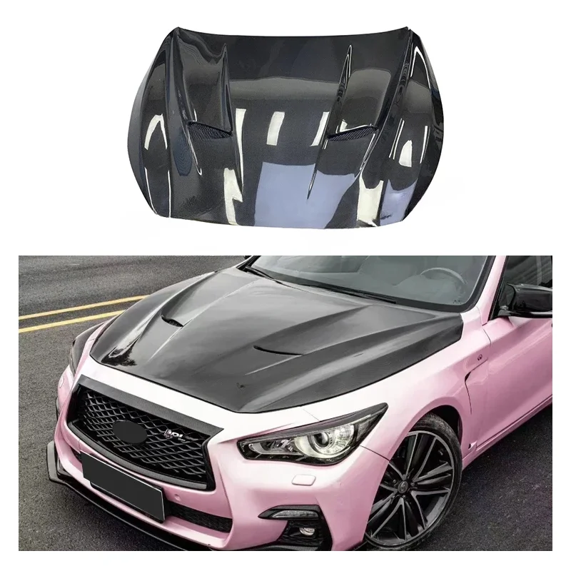 Car Auto Parts And Accessories MBJ Style Honeycomb Carbon Fiber Hood For Infiniti Q50 Q50L 2015-2020