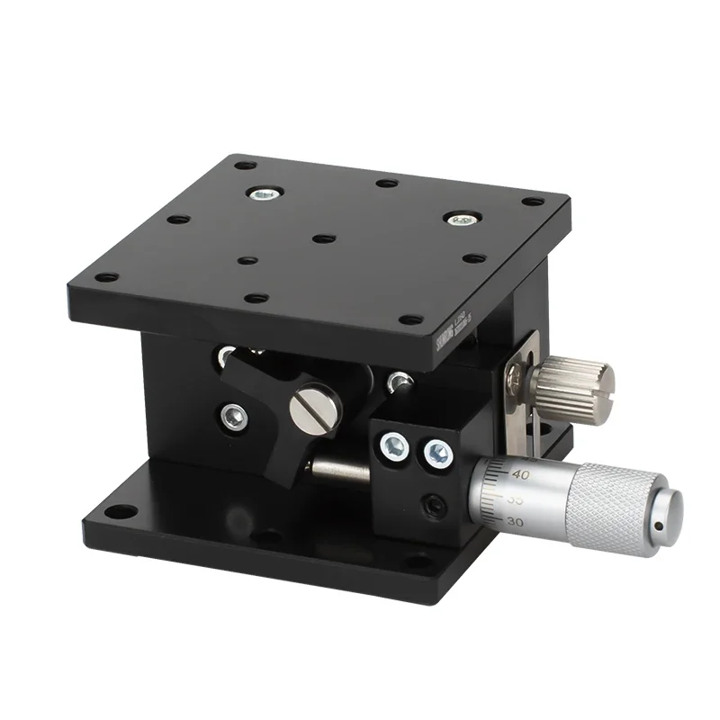 LZ90 90*90mm Z Axis Micrometer Drive Black Anodized Assembled Aluminum Adjustable Sliding Table Manual Positioning Stage