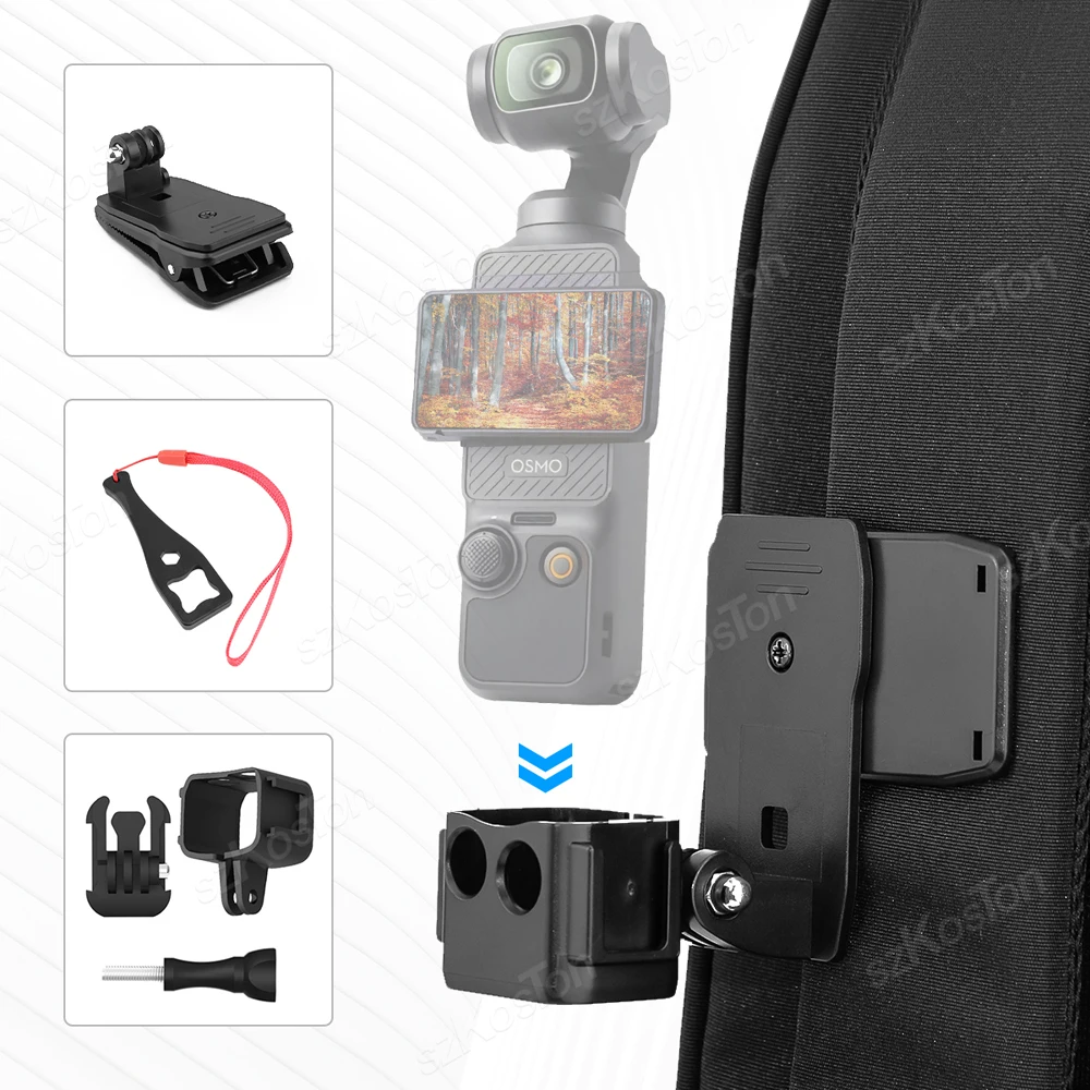 ตัวยึดกล้องเพื่อการกีฬากล้อง Action Camera หมุนได้สำหรับ GoPro 13 12 360ตัวหนีบสายรัดกระเป๋าเป้สะพายหลังแบบหนีบเร็วตัวยึดสำหรับ DJI OSMO 3 4 Insta360 X3 X4