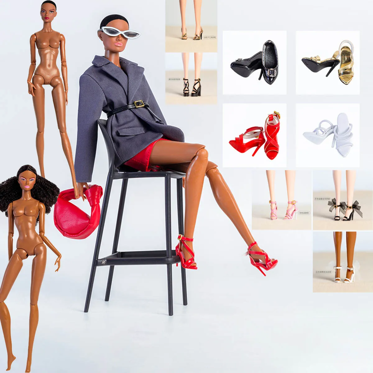 Original Design Supermodel Doll Shoes Accessories Luxury Fashion High Heels Boots Bowknot High Heel 1/6 Doll Dress Up Shoes