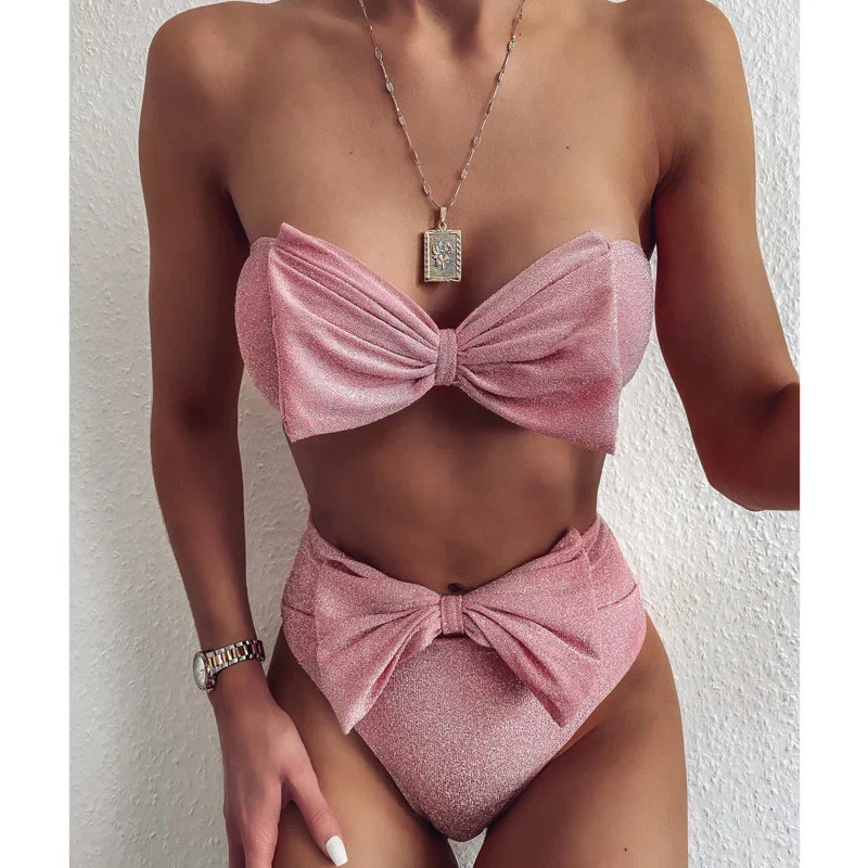 나비 넥타이 섹시한 비키니 2024 여성 수영복 여성 수영복 수영 수영복 소녀 브라질 비키니 세트 Beachwear Bather
