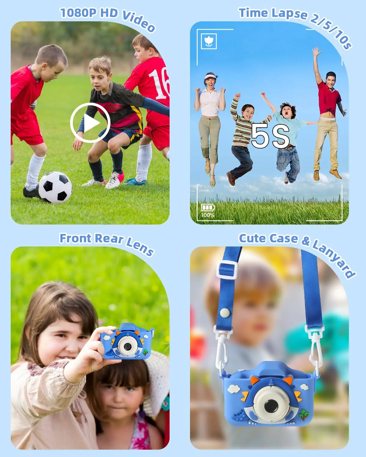 Children Camera Cartoon Toys 1080P HD Digital Camera for Boys/Grils With 32G SD Card Selfie Outdoor Toys Christmas Birthday Gift