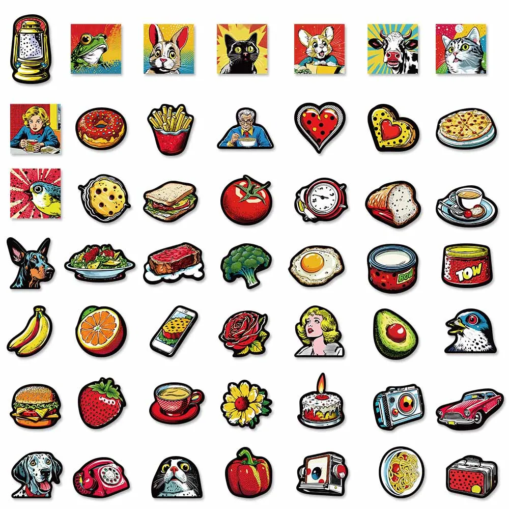 50PCS American Vintage Cat Sticker Notebook Decorative Aesthetic Creative Waterproof Books Scrapbooking Laptop Phone Car Suitcas