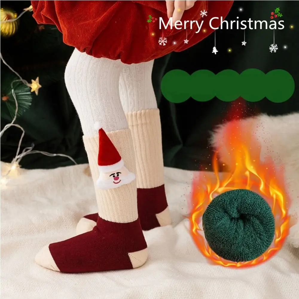 Comfortable Cotton Children Christmas Socks Doll Santa Claus Cartoon Hosiery Christmas Tree Elk Mid-Tube Socks Girls