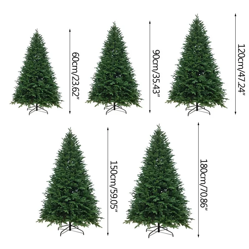 크리스마스 트리 2024 2025 새해 녹색 PVC 인공 홈 장식, 거실 파티, 실내 휴일, 0.9 m, 1.2 m, 1.5 m, 1.8m