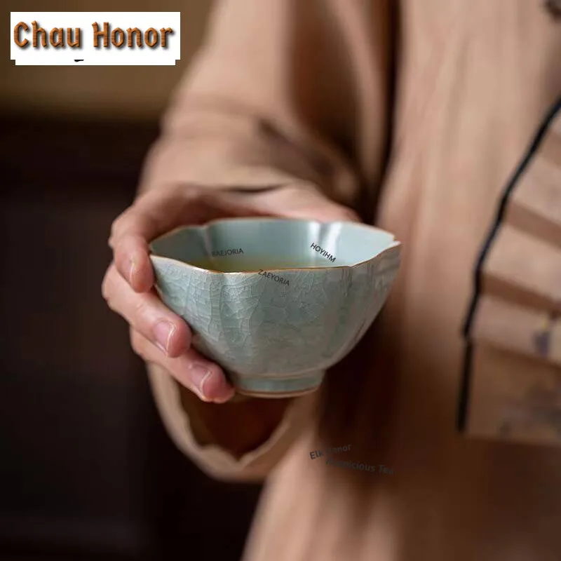 85ml High End Open Ice Cracking Flower Galze Ceramic Master Cup Personal Special Tea Bowl Tasting Meditation Cup Kung Fu Teware