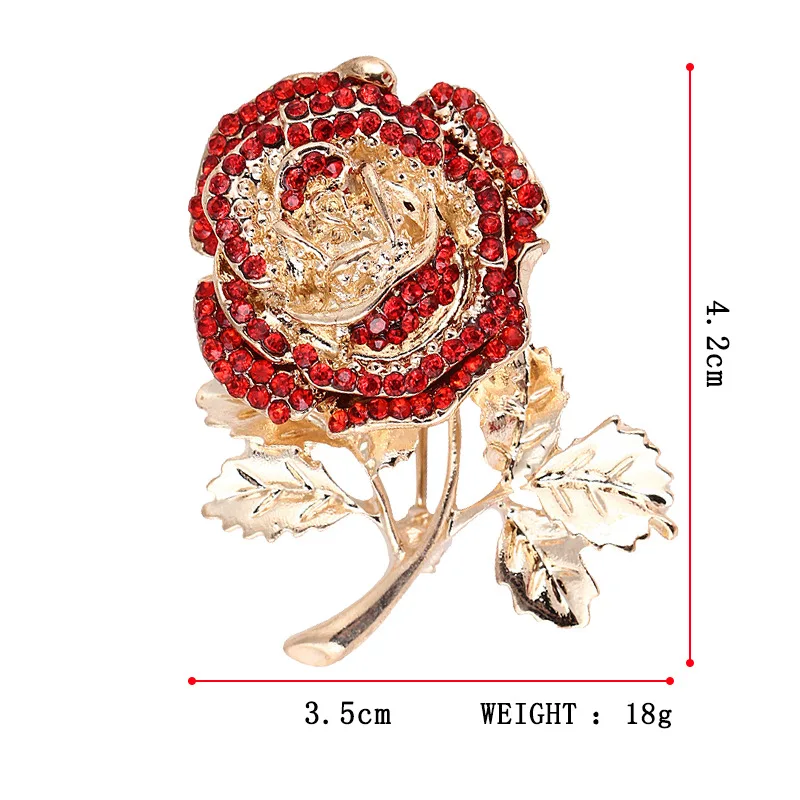 Rhinstone Rose Flower Brooches For Women Lady Exquisite Flower Lapel Pin All Season Wedding Party Suit Dress Clothing Corsage