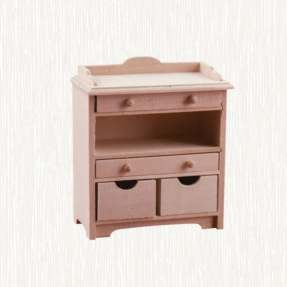 

1 12 Miniature Cabinet Solid Color Wooden Ornament Home Decor for Dollhouse DIY Painting Supplies Small Furniture Accessory