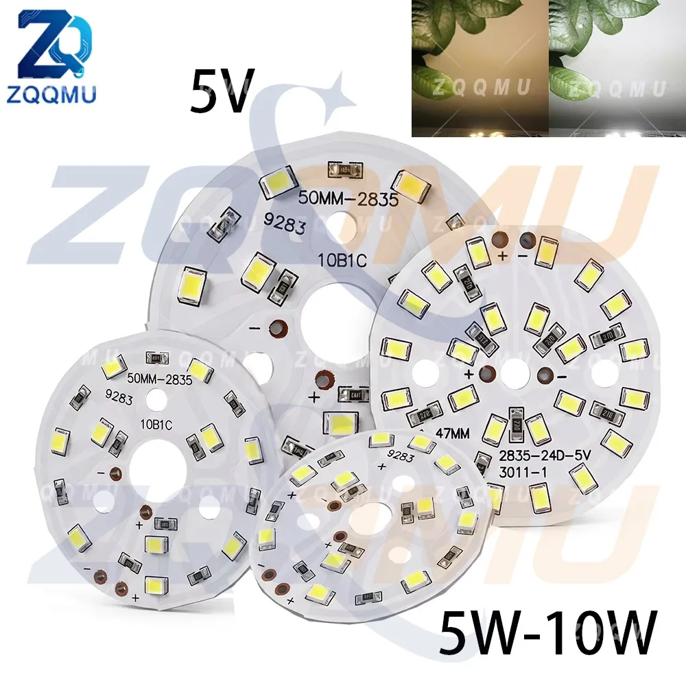LED Chip DC 5V 5W 10W 47-50MM Round LED Light Board SMD5730 2835 PCB Module Suitable For Bedside Night Light USB Reading Light