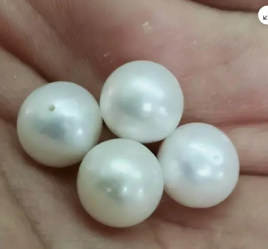 

Fine Jewelry4pcs 10mm natural south sea genuine white loose pearls full drilled