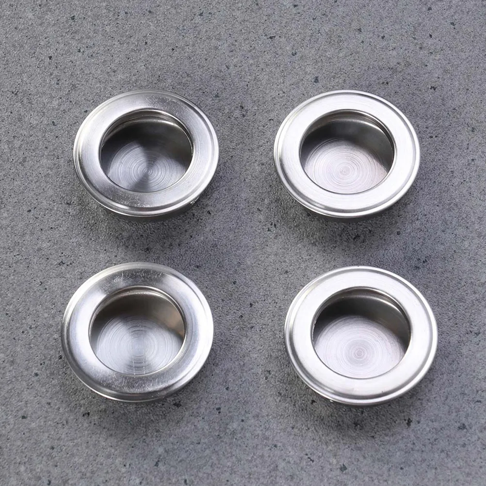 12Pcs Silver Stainless Steel Recessed Flush Pulls 41Mm Dia Brushed Finish Cabinet Door Drawer Sliding Door Hardware Set