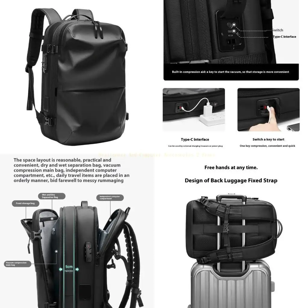 

Ergonomic Travel Backpack Vacuum Bag Compression Air Backpack Travel Suitcase Luggage Vacuum Seal Bag for Men Women