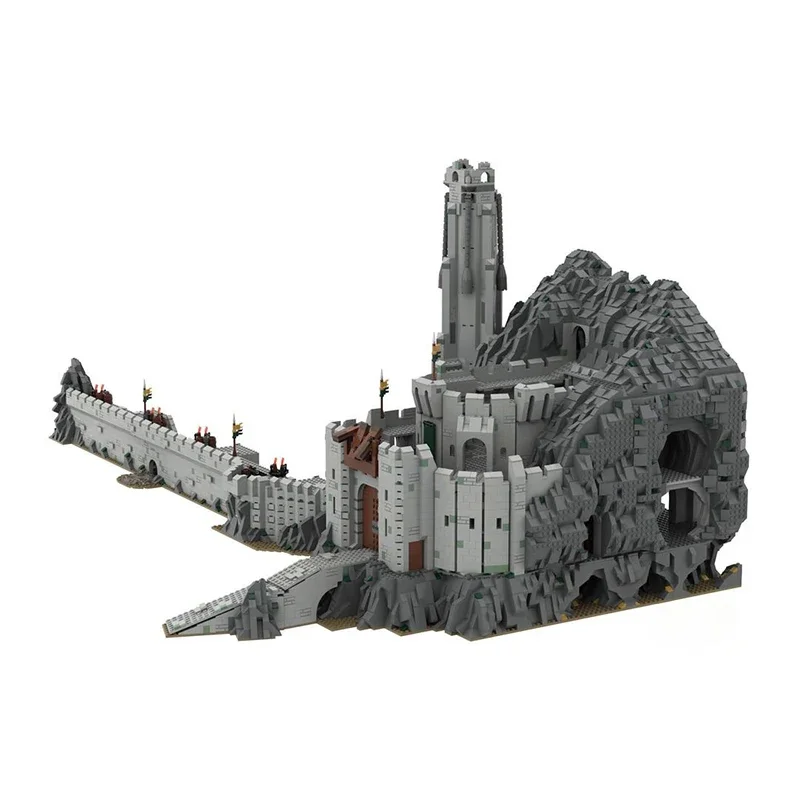 Bloques de construcción Moc de anillos mágicos, Escena de película, UCS, castillo, Deep Valley, modelo de tecnología, ensamblaje de bricolaje, vista de la calle, juguetes, regalos