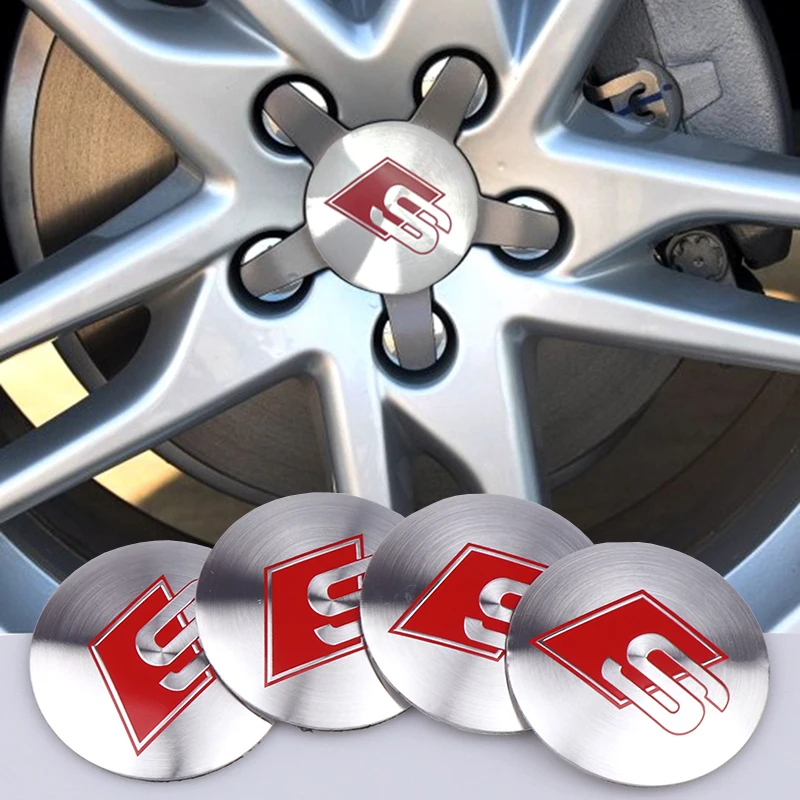 4er-Set 56MM Auto Radnabenkappen Aufkleber für Audi S RS Quattro Sline Q5 A7 8V A1 S4 Q3 B8 S6 Q8 B7 Q6 S7 C7 C6 Q4 Zubehör – Detail 8