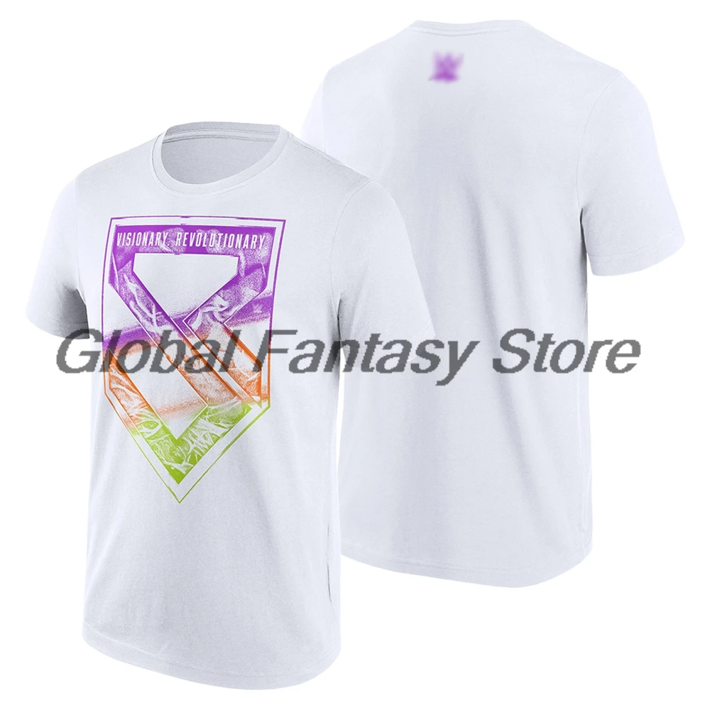Men's White Seth Rollins Tri-Color Logo T-shirt Crewneck Short Sleeve Polyester Tee Women Outdoor Streetwear Tops