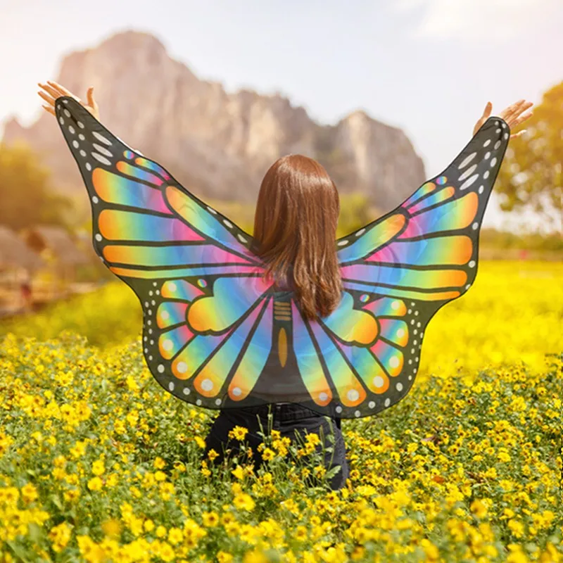 أطفال هالوين زي مجموعة مضحك الشيفون فراشة أجنحة الرأس ، قناع ، عقال أداء تأثيري الدعائم قزم أجنحة الملاك ازياء