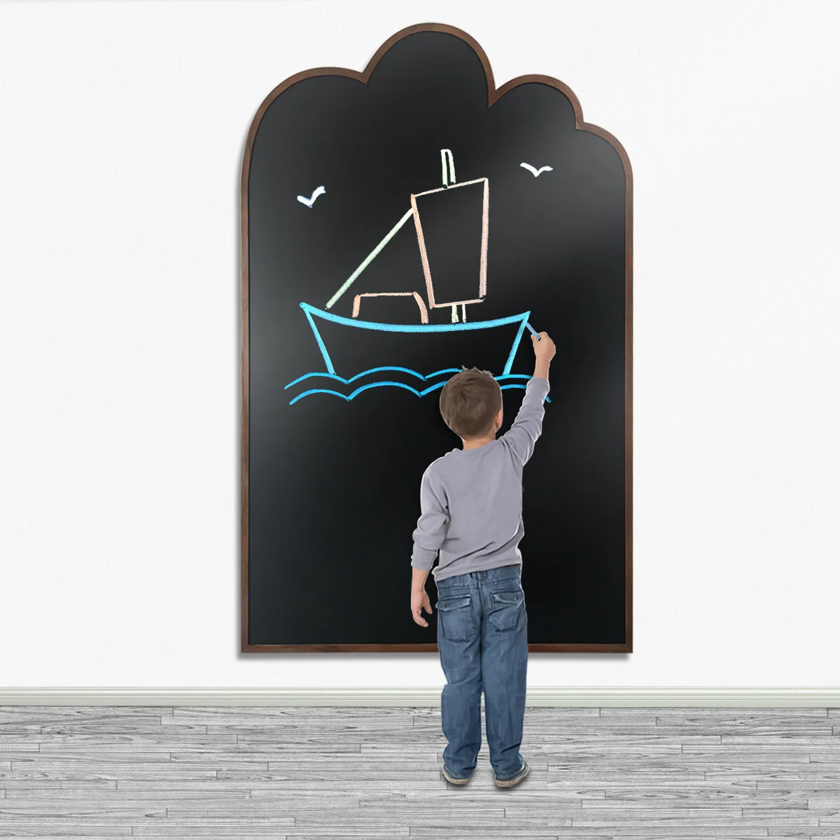 Walnut cloud shape beech frame easy to write easy to wipe magnetic children's graffiti blackboard