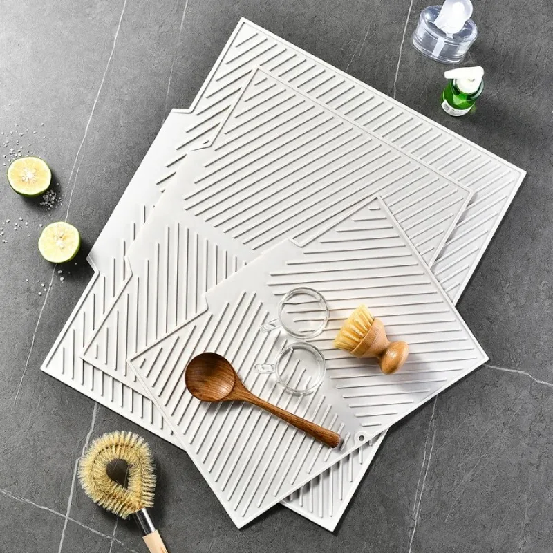 1Kitchen Draining Mat Household Dining Table Heat Insulation Mat Silicone Slope Tableware Plate Cup Storage Mat Bathroom Water F