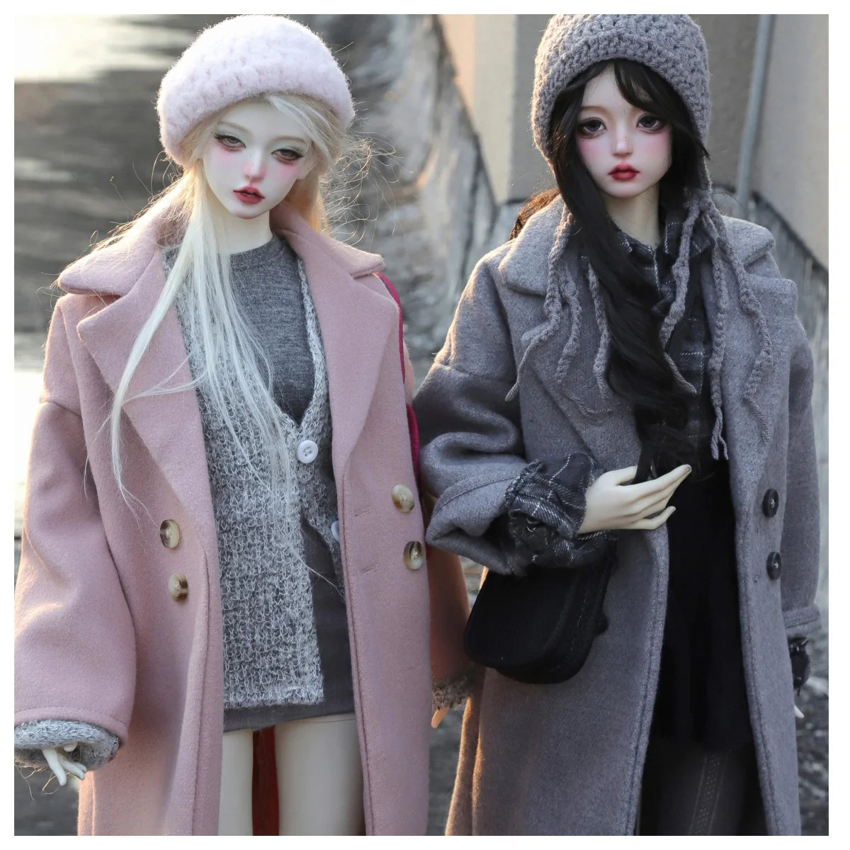 

1/3 Scale Trendy Casual Double-breasted Off-the-shoulder Loose-fitting Tweed Coat 1/4 Fit Female BJD Action Figure Body Model