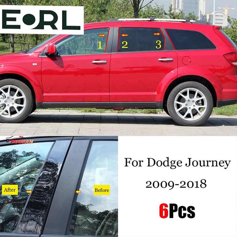 

New Arrival 6PCS Window Trim Cover BC Column Sticker Fit For Dodge Journey 2009 - 2018 Polished Pillar Posts