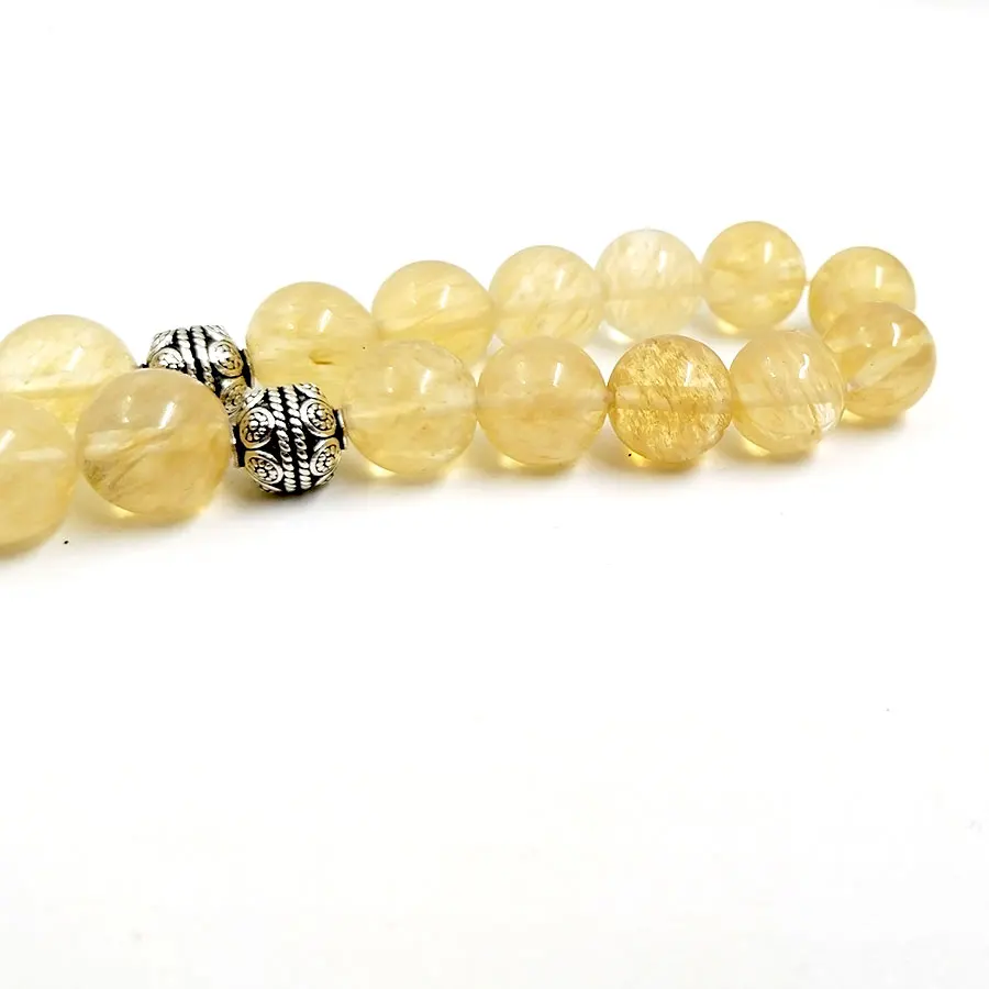 Natural New yellow crystal rosary bracelet men's rosary Islamic gift Muslim 33/45/51/99 rosary