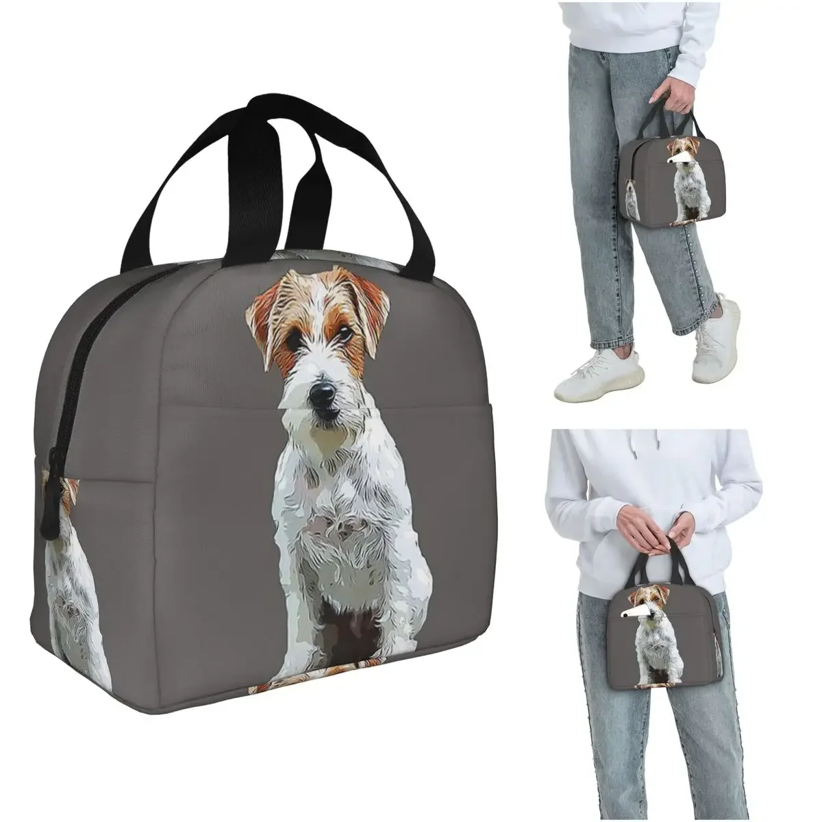Dog Jack Russell Terrier Rough Coat Insulated Lunch Bag for Women Kids Portable Food Boxes Thermal Lunch Box Tote
