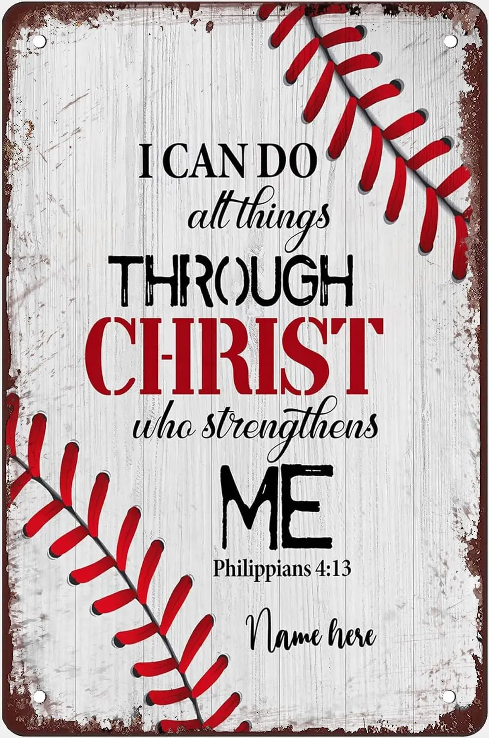 Retro Metal Tin Signs Baseball I Can Do All Things Through Christ Metal Posters Vintage Plaque Bar Garage Gaming Room Inter sign